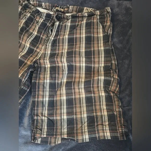 Vintage BKE Plaid Bermuda Shorts Men's Size 36 Brown/Black/Orange 100% Cotton - Picture 2 of 12